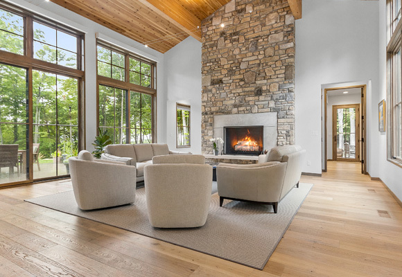 Living room with fireplace