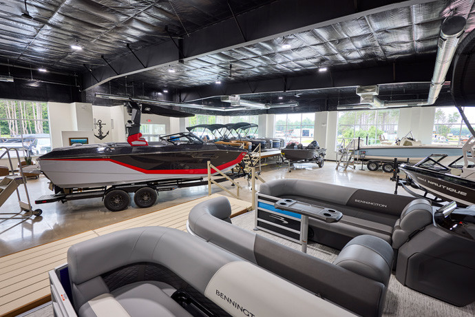 View of a boat showroom