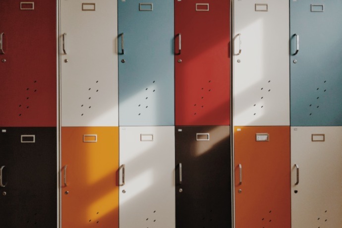 retro colorful lockers at the office space
