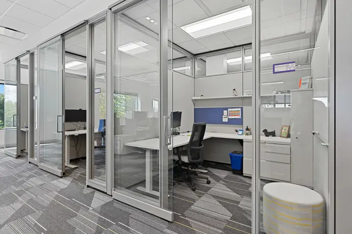 Offices with enclosed glass room