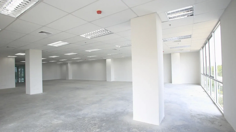 A commercial space after being gutted and before a massive renovation