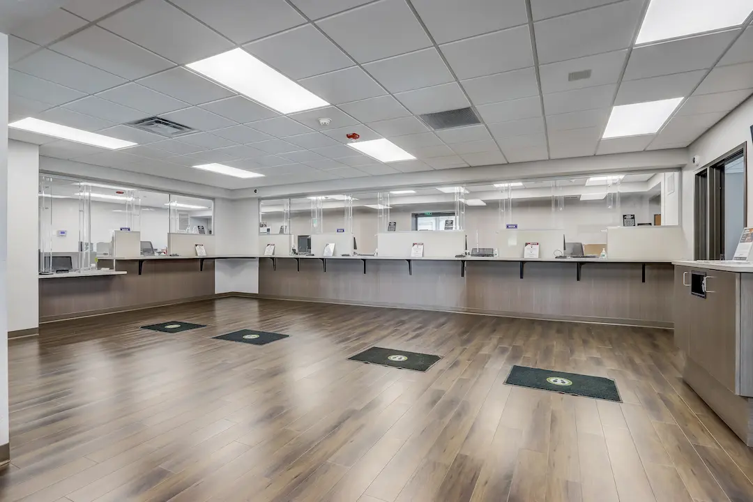 office space with bamboo flooring