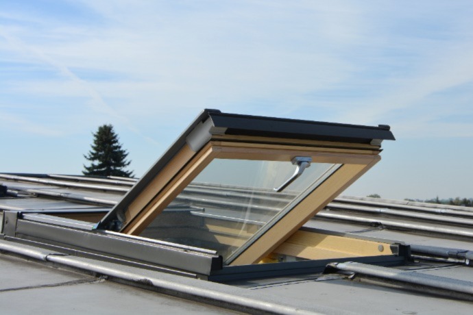 big open window on the roof of the house