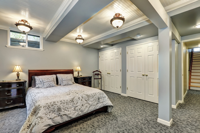 Finished basement with additional bedroom in a traditional contempoary style.
