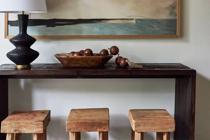 Wooden bar and stool