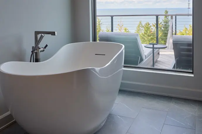 Bathtub with outside view