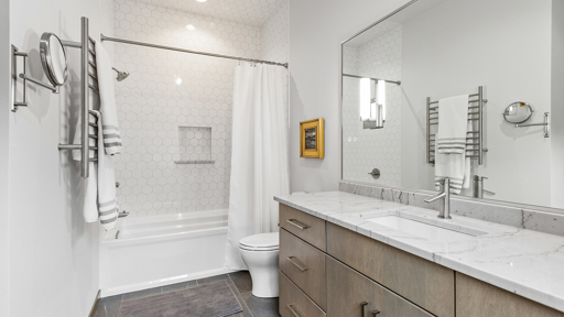 Full Bath with White Tile