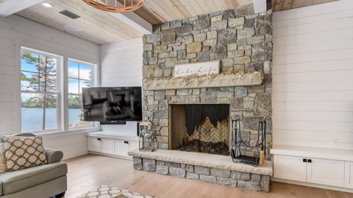 Stone Fireplace to Match Exterior
