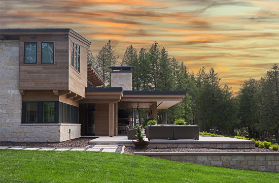 Elegant custom home during dusk.