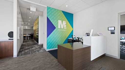 Reception Area + Colorful Backdrop