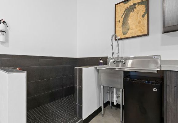 Pet bathing area and sink