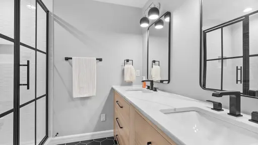 Bathroom with Dual Sinks and Mirrors