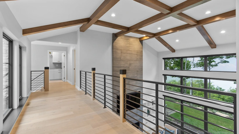 remodeled upstairs section overlooking modern living room