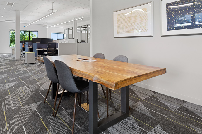 Office table with with steel and wood slab