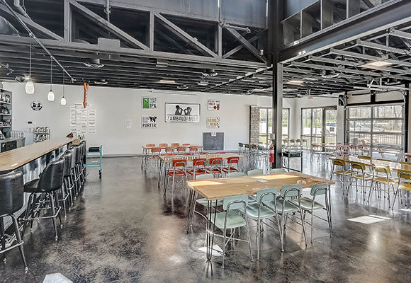 Inside new commercial building of Zambaldi beer.