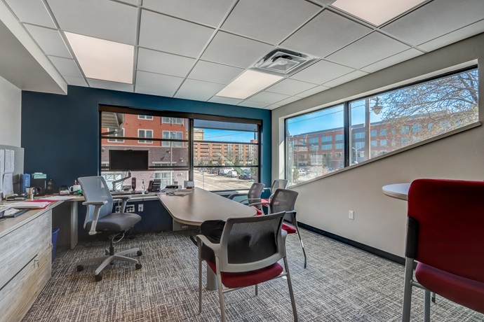 Office space with large windows