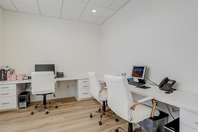 Multiple office table and chair set up