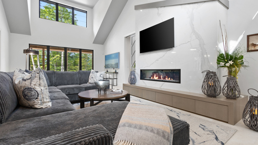 White Marbled Fireplace