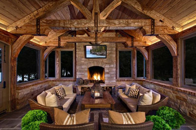 Mountain home style design. Exterior of custom home.