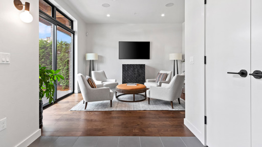 Living Room with White couches
