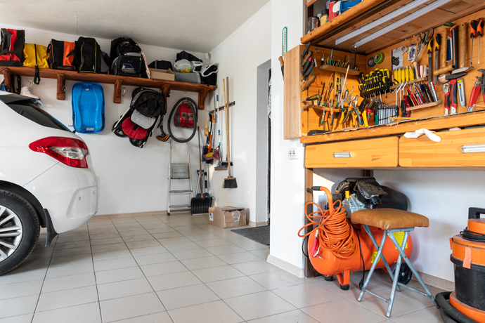 Garage makeover with new shelving and storage.