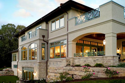 Traditional home style design. Exterior of custom home.