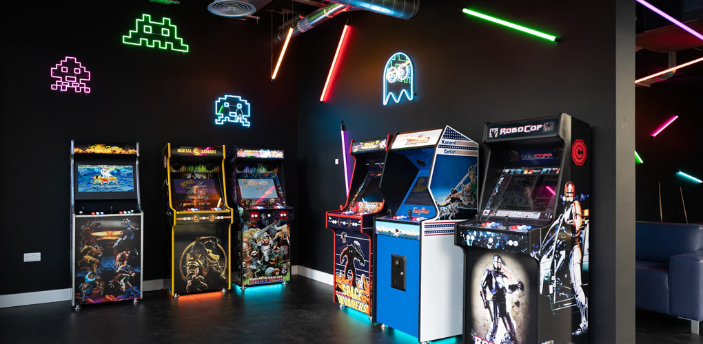 Game room with arcade games