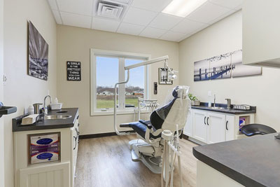 Interior of dentist office commercial build.