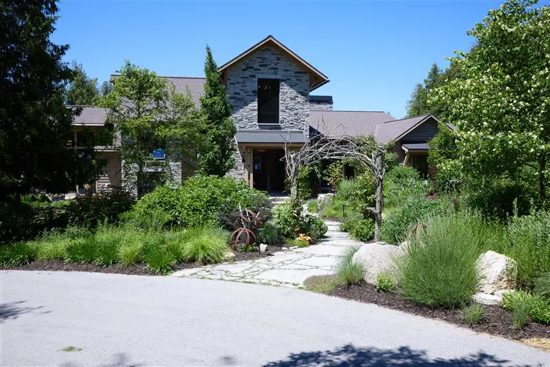 backyard with lots of bushes and gardens