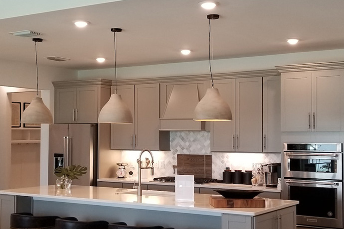Accent lighting above the kitchen bar