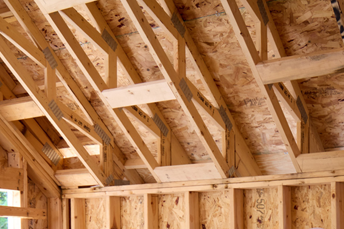 Wood frame of the house