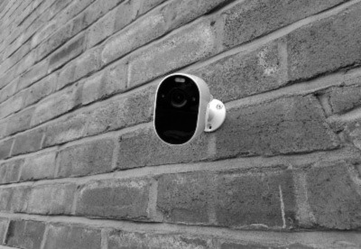 a security camera installed outside of the garage